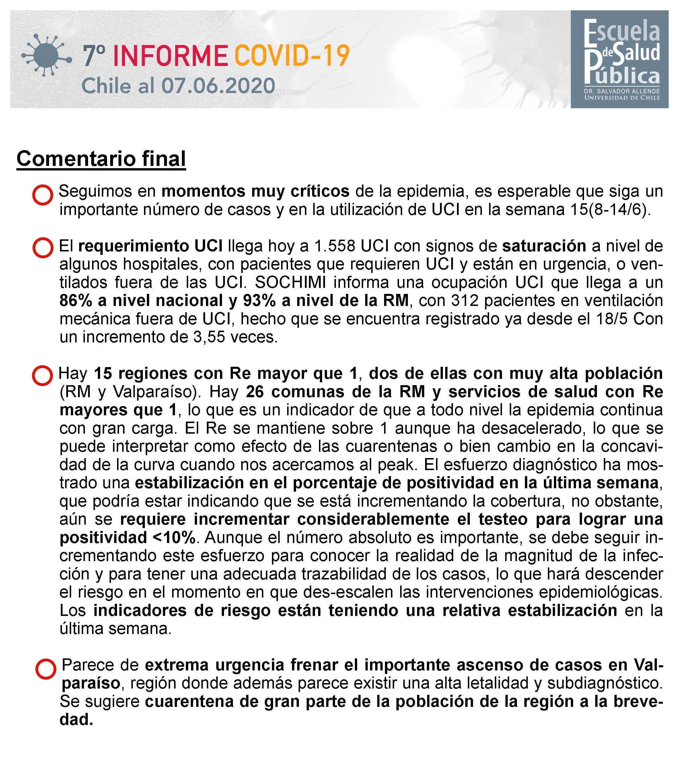 Informe Covid 19. Chile al 07/06/2020(séptimo reporte)