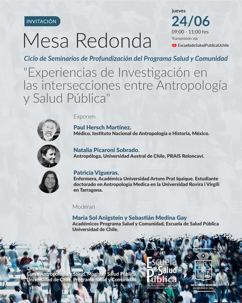 Mesa Redonda titulada "Experiencias de Investigación en las intersecciones entre Antropología y Salud Pública"
